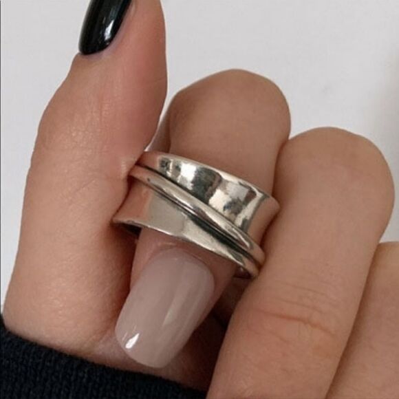 #38 NEW Open 925 Sterling Silver Wide Band Ring - Picture 2 of 9